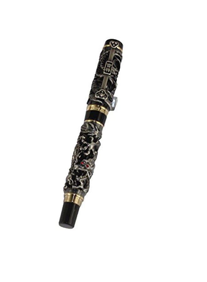 Gullor Noblest Dragon and Phoenix Fountain Pen With 5 Colour Ink Cartridge Black - Image 1