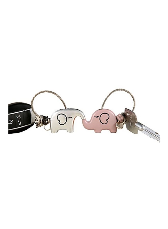 iSuperb 2-Piece Elephants Couple Keychain Set Silver/Pink - Image 2
