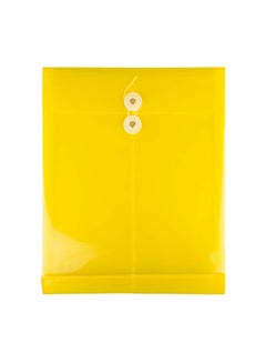 JAM Paper Plastic Envelope With Button And String Tie Closure Yellow  - Image 1