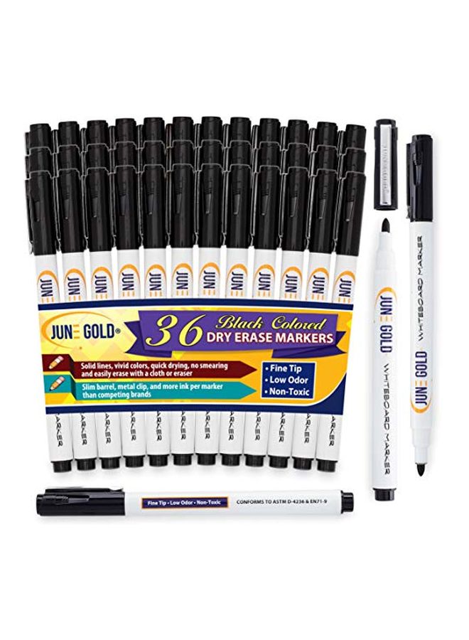 June Gold - 36-Piece Dry Erase Whiteboard Marker Set White/Black - Image 1