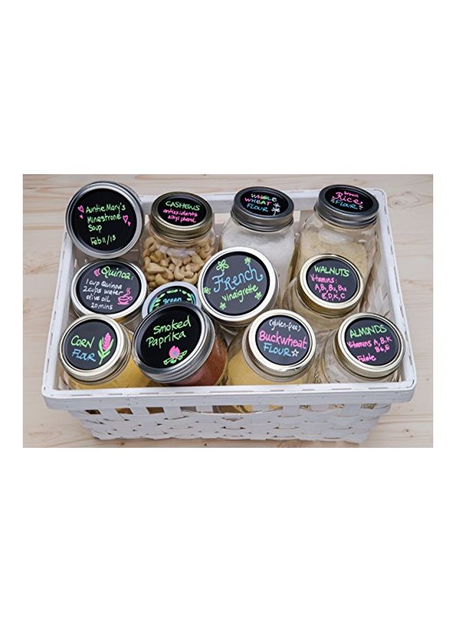 Masontops 8-Piece Reusable Chalkboard Lid Set Silver/Black - Image 2