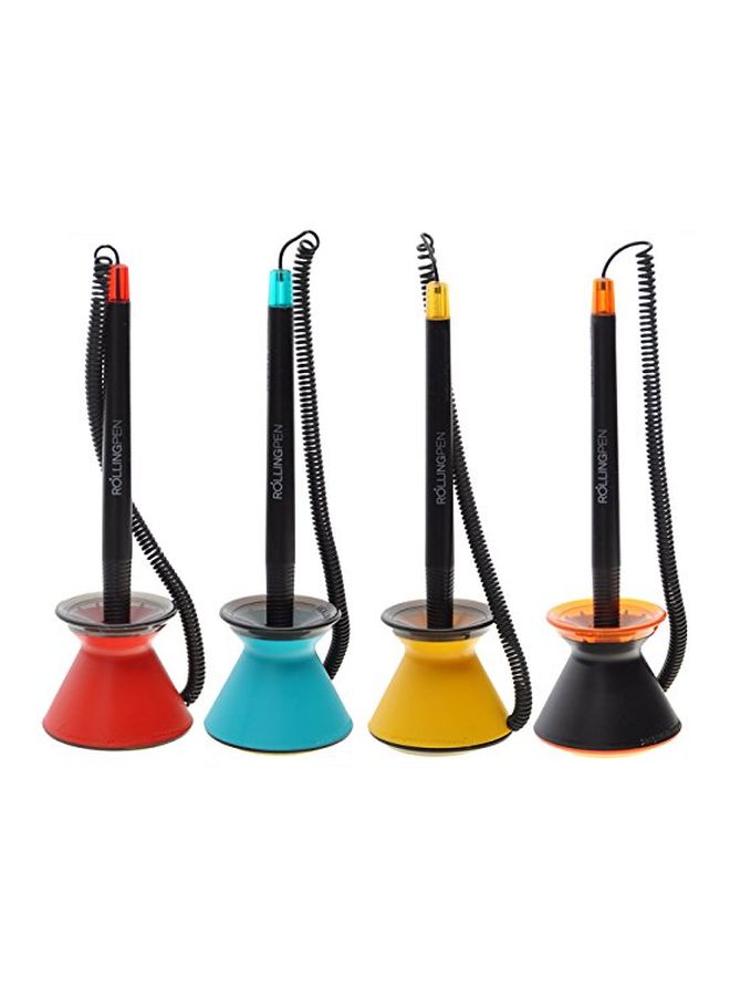 Mon Ami 4-Piece Spring Joint Pen With Adhesive Tape Black/Yellow/Blue - Image 2