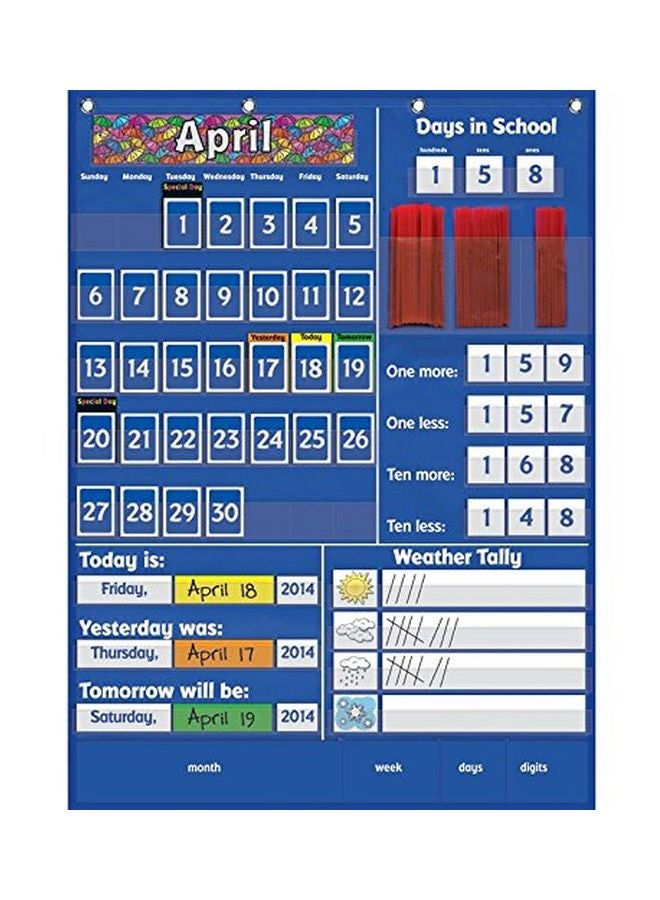 Really Good Stuff Classroom Daily Calendar Blue/White/Red  - Image 1
