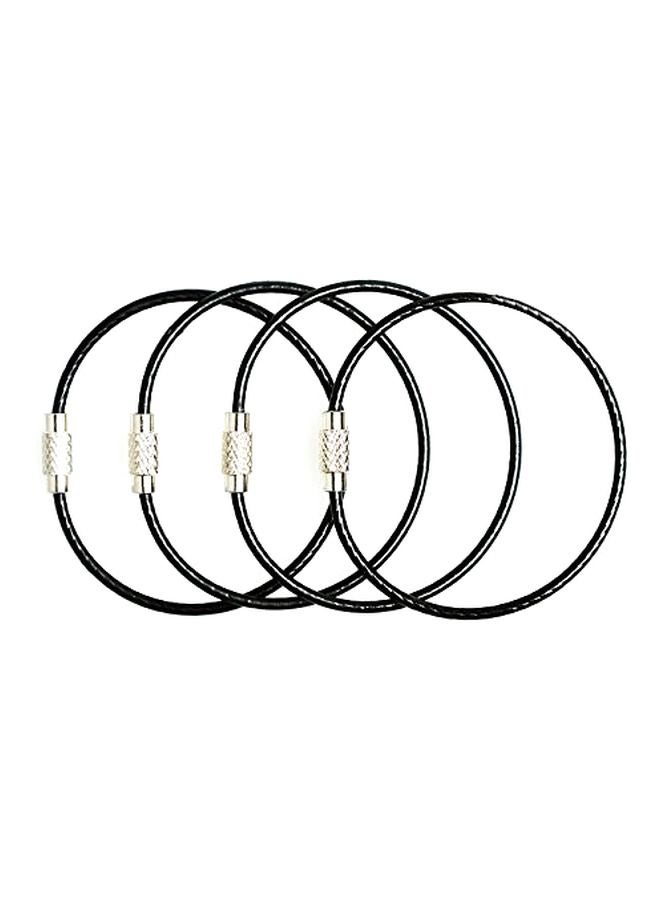 Silipac 4-Piece Large Key Ring Cable Wire Black - Image 1