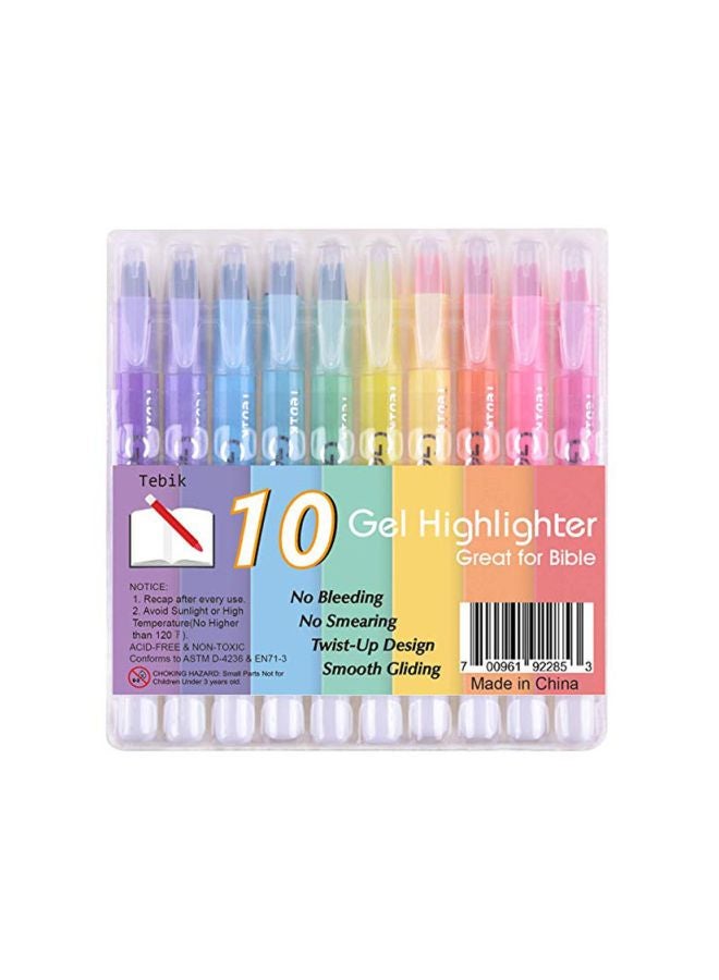 Tebik 10-Piece Gel Highlighter Yellow/Green/Pink - Image 1