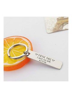 وولزونر سلسلة مفاتيح منقوش عليها عبارة "Drive Safe I Need You Here With Me" أسود/ فضي  - Image 2