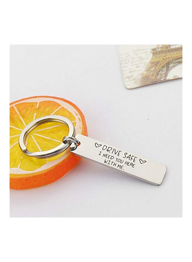 Walsoner Drive Safe I Need You Here With Me Keychain Silver/Black  - Image 2