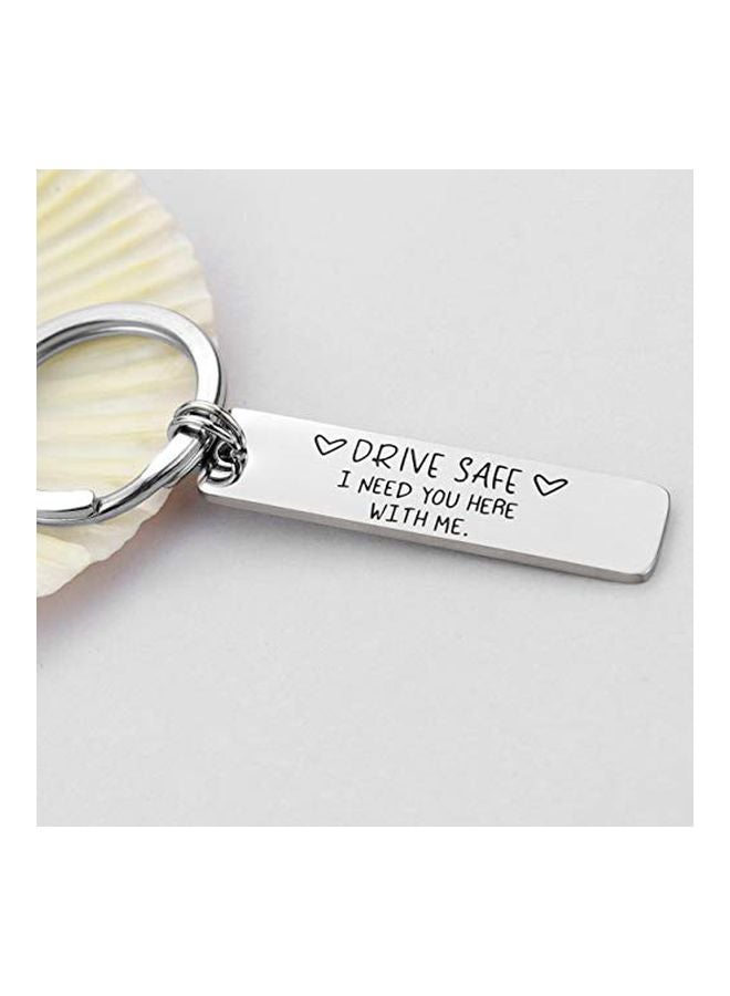 Walsoner Drive Safe I Need You Here With Me Keychain Silver/Black  - Image 3