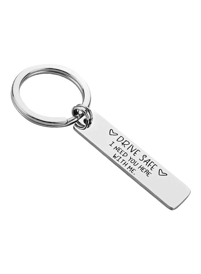 Walsoner Drive Safe I Need You Here With Me Keychain Silver/Black  - Image 1