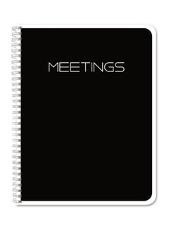 بوك فاكتوري دفتر ملاحظات للاجتماعات بنمط مطبوع لكلمة "Meeting" أسود  - Image 1