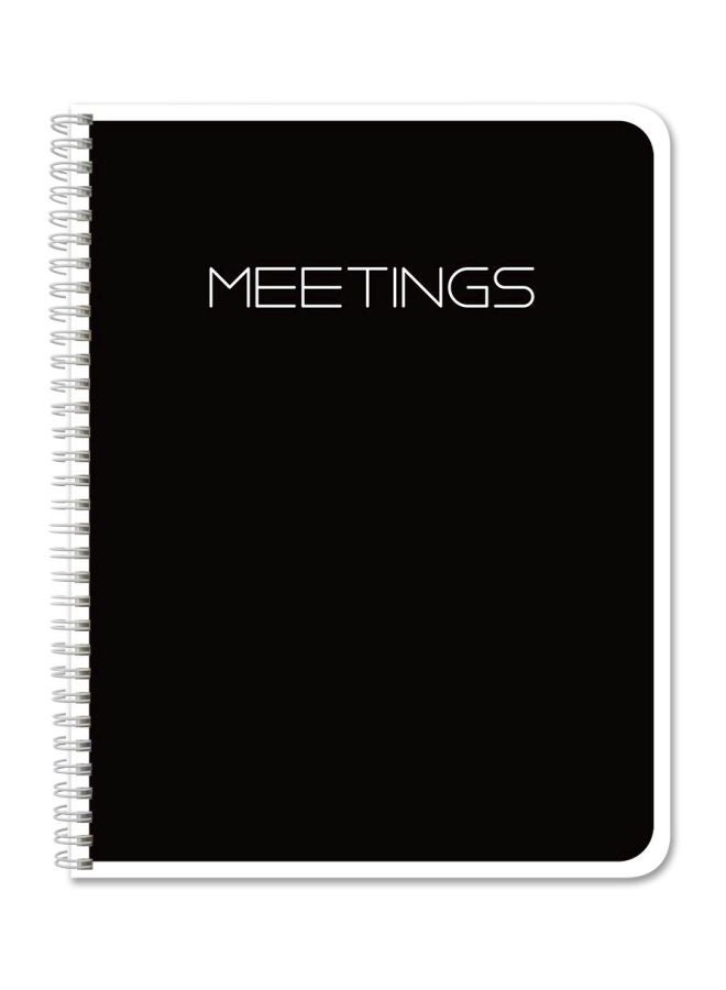 بوك فاكتوري - دفتر ملاحظات للاجتماعات بنمط مطبوع لكلمة "Meeting" أسود - Image 1