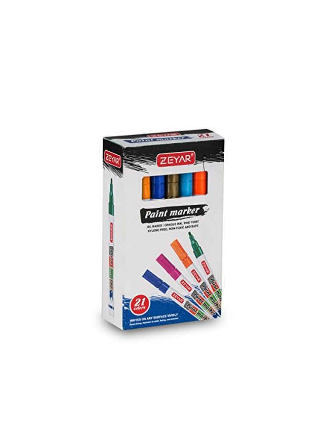 ZEYAR 21-Piece Colored Marker Set Multicolour - Image 3