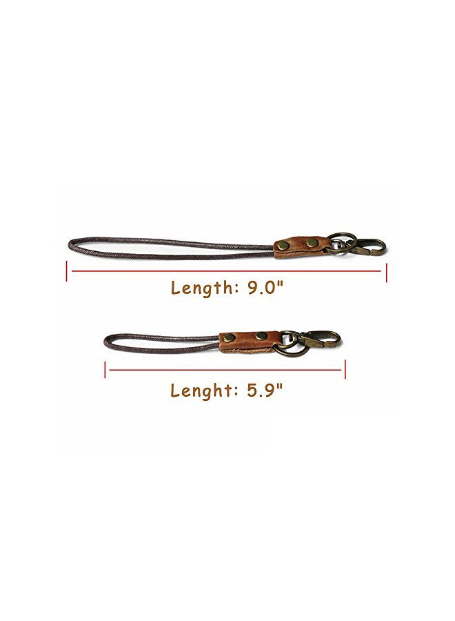 boshiho 3-Piece Cowhide Leather Lanyard Set Black/Brown - Image 3