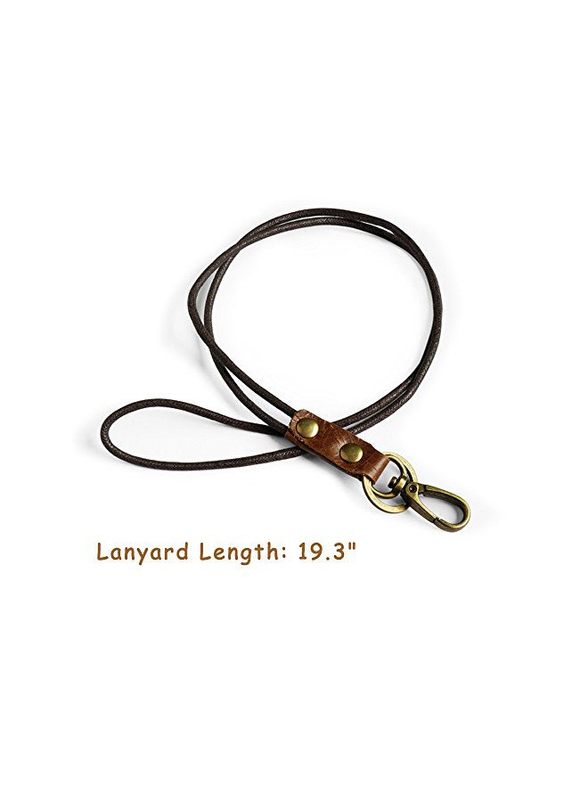 boshiho 3-Piece Cowhide Leather Lanyard Set Black/Brown - Image 2