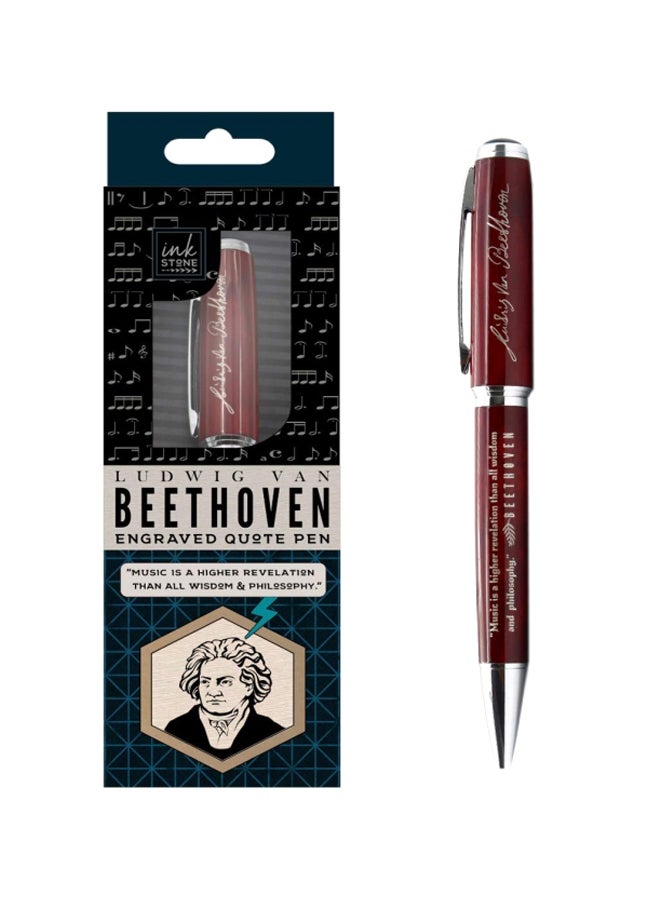 Inkstone Beethoven Engraved Quote Pen Brown - Image 1
