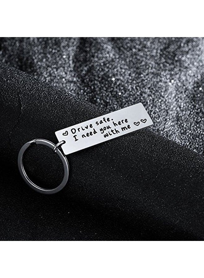 BESPMOSP - Quote Engraved Keychain Silver/Black - Image 1