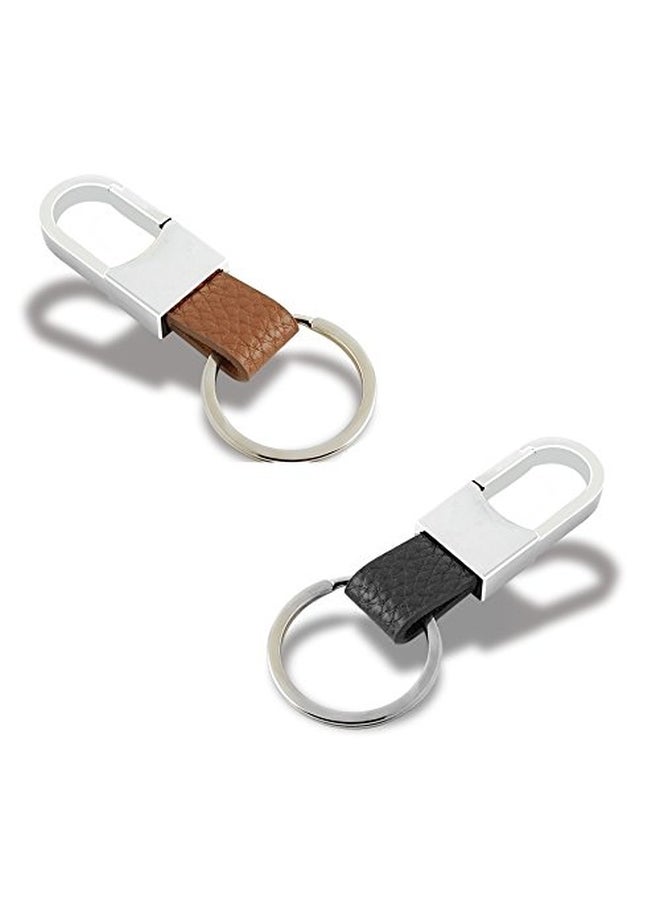EXKOKORO 2-Piece Soft Leather Keychain Multicolour - Image 2