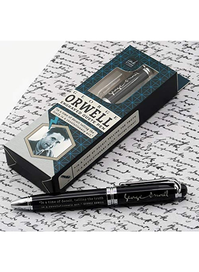Inkstone George Orwell Quote Engraved Ballpoint Pen Black/Silver  - Image 3