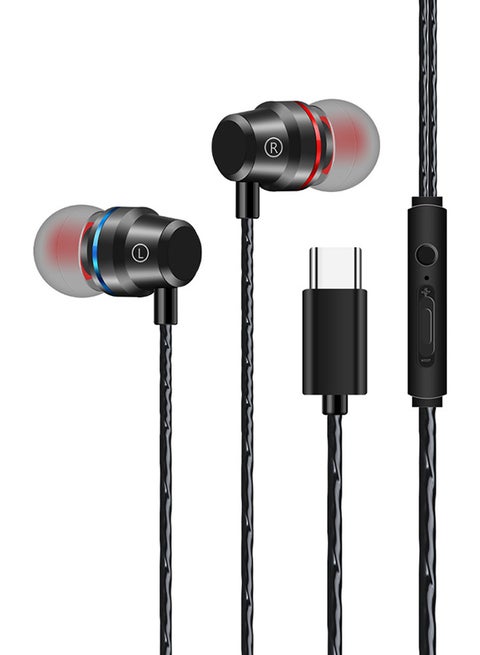Type-C Earphones With Mic Cable Control For Xiaomi Mi 8/6 Black