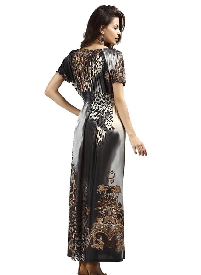 شاربدو فستان حريري واسع للشاطىء بنمط بوهيمي وبتصميم ثلجي - Image 2