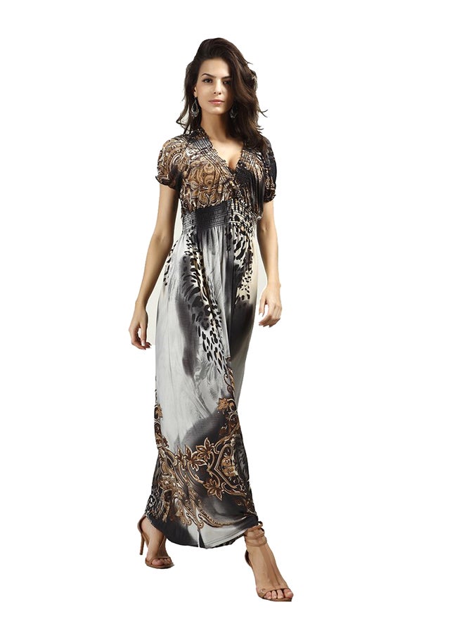 شاربدو فستان حريري واسع للشاطىء بنمط بوهيمي وبتصميم ثلجي - Image 1