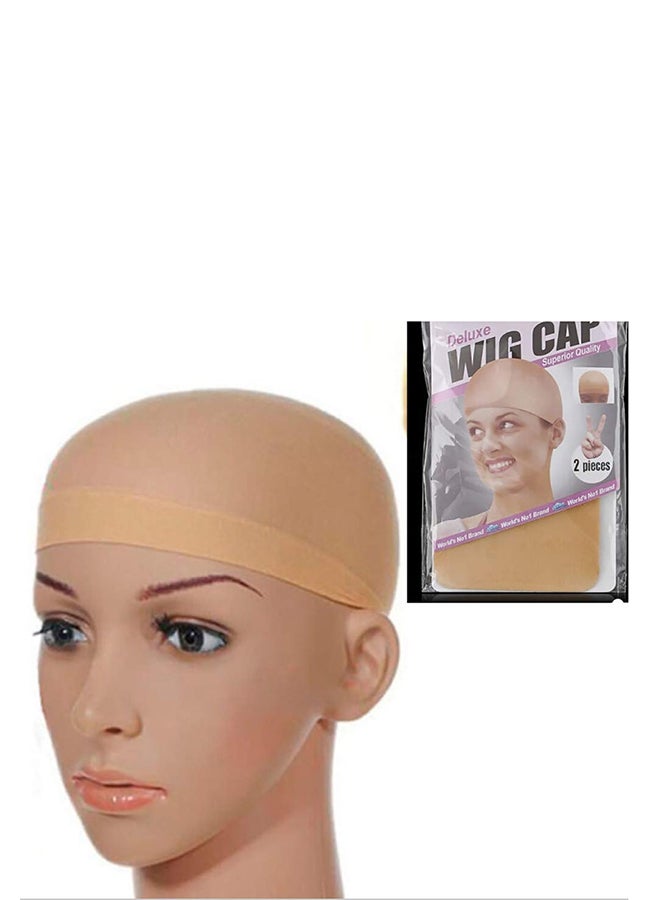 قطعتين من غطاء شبكي مرن للشعر المستعار خالي من الغراء بيج 50Ø³Ù†ØªÙŠÙ…ØªØ± - Image 2