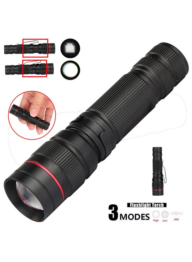 Voberry - New Q5 AA/14500 3 Modes ZOOMABLE LED Super Bright Flashlight MINI Torch Black - Image 1