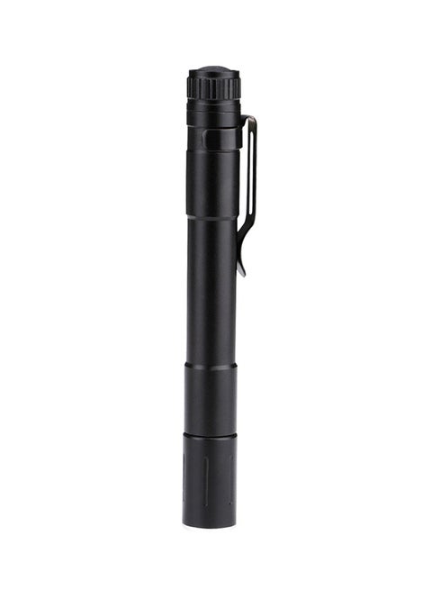 LED Flashlight Clip Mini Torch Pen Light Black 12.5x1.4cm