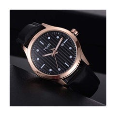 TOMI unisex Leather Analog Watch T092/BL-BL-RG  - Image 3