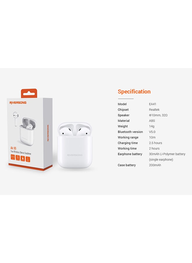 RIVERSONG Air X5 True Wireless Stereo Earbuds White  - Image 5