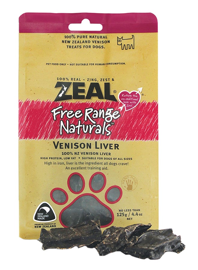 zeal Free Range Natural Venison Liver Dog Treat Grey 125grams