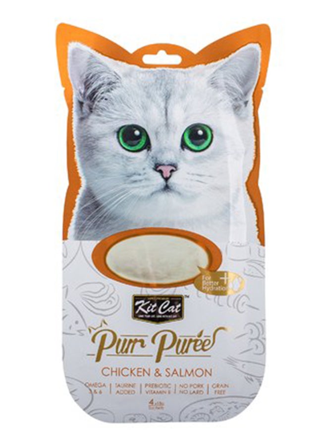 Kit Cat Pack Of 4 Purr Puree Chicken And Salmon Cat Foot