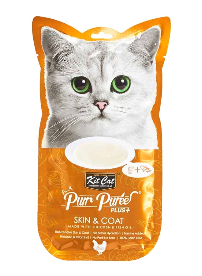 كيت كات مجموعة طعام للقطط Purr Puree Plus Skin And Coat 15 جم من 4 قطع
