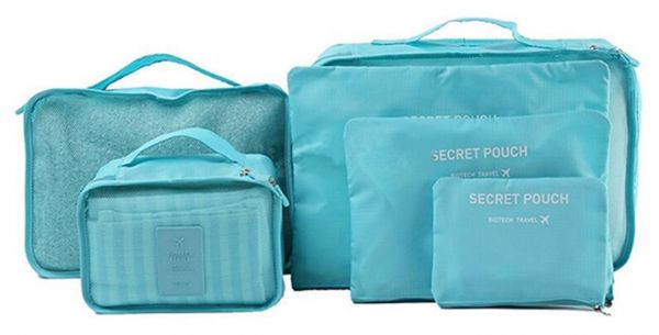 SECRET POUCH - 6-Piece Travel Bag Set Blue - Image 1