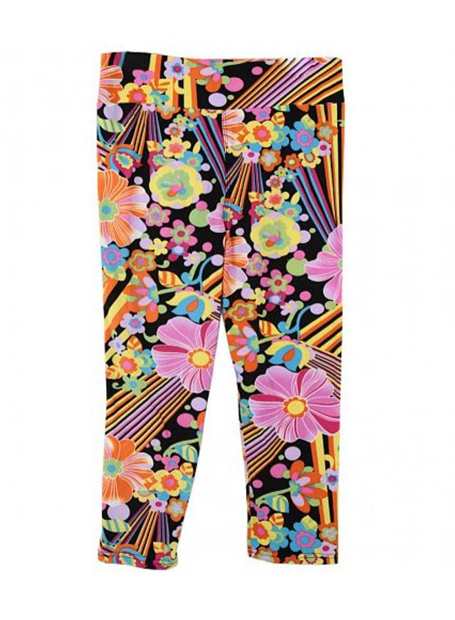Floral Printed Pattern Mid Rise Pants Multicolour