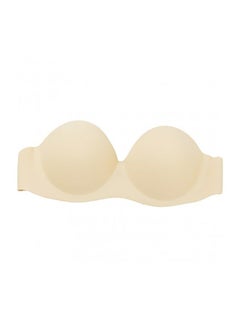 Seamless Padded Push Up Underwire 1/2 Cup Strapless Bra Beige