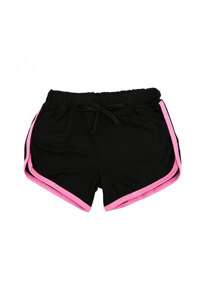 Contrast Binding Side Split Yoga Shorts Black/Pink - Image 1