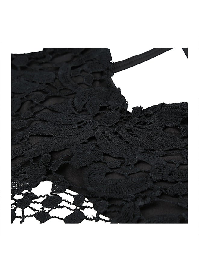 Cross Back Lace Bralette Black  - Image 4