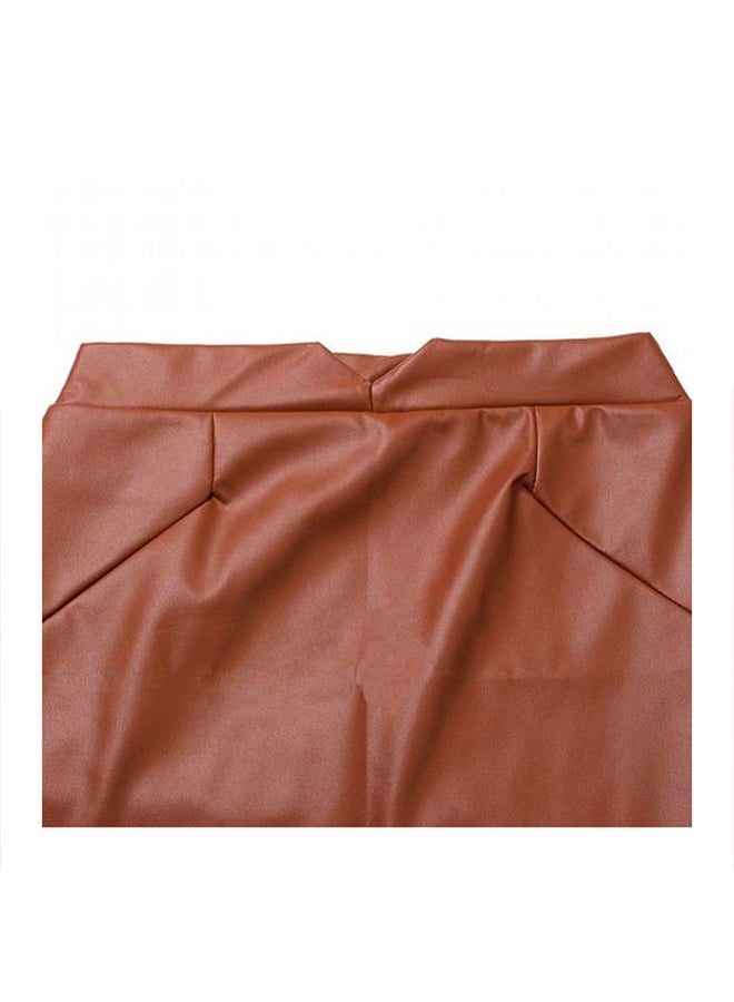 Generic Solid Midi Pencil Skirt Coffee  - Image 3