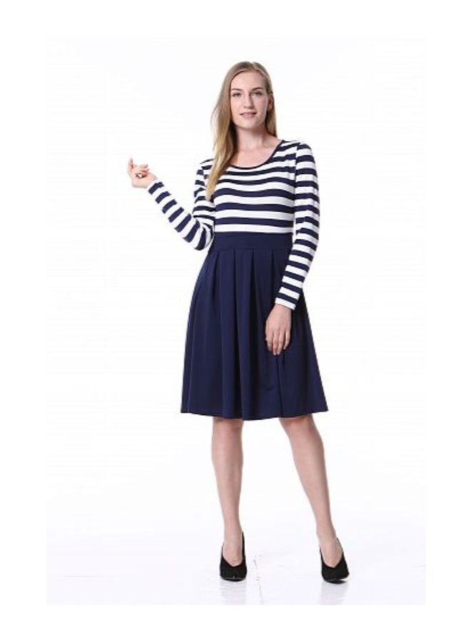 Mixfeer Short Sleeve Swing Midi Dress Dark Blue  - Image 1