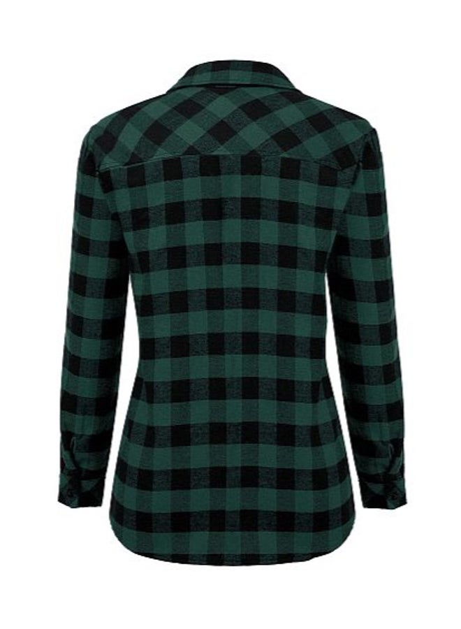 Mixfeer Casual Split Plaid Button-Down Shirt Green  - Image 3