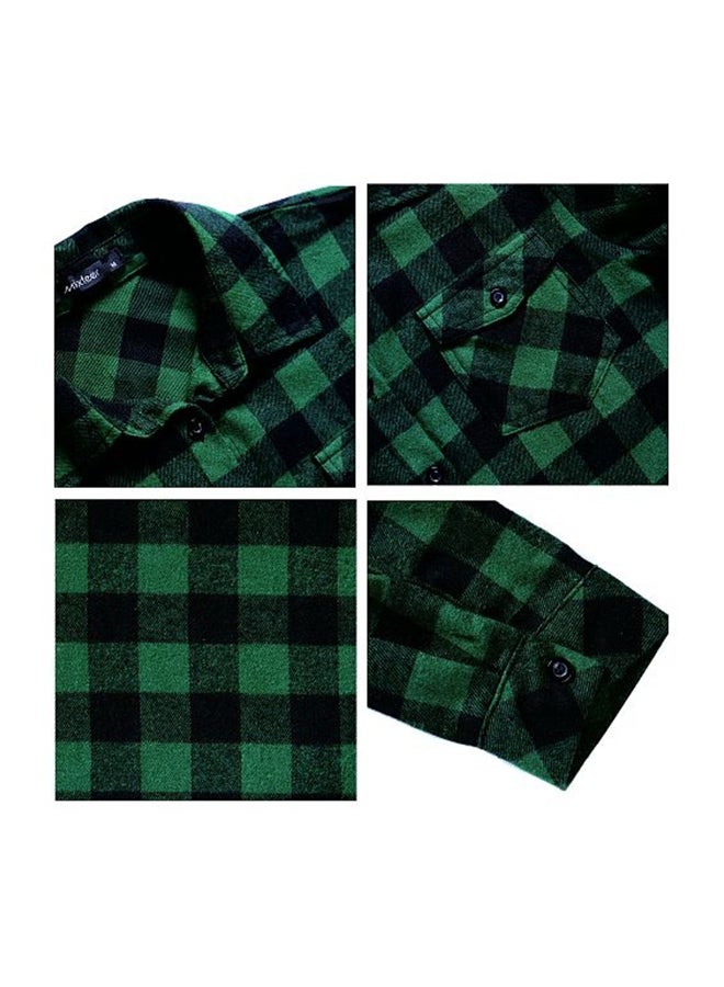 Mixfeer Casual Split Plaid Button-Down Shirt Green  - Image 5
