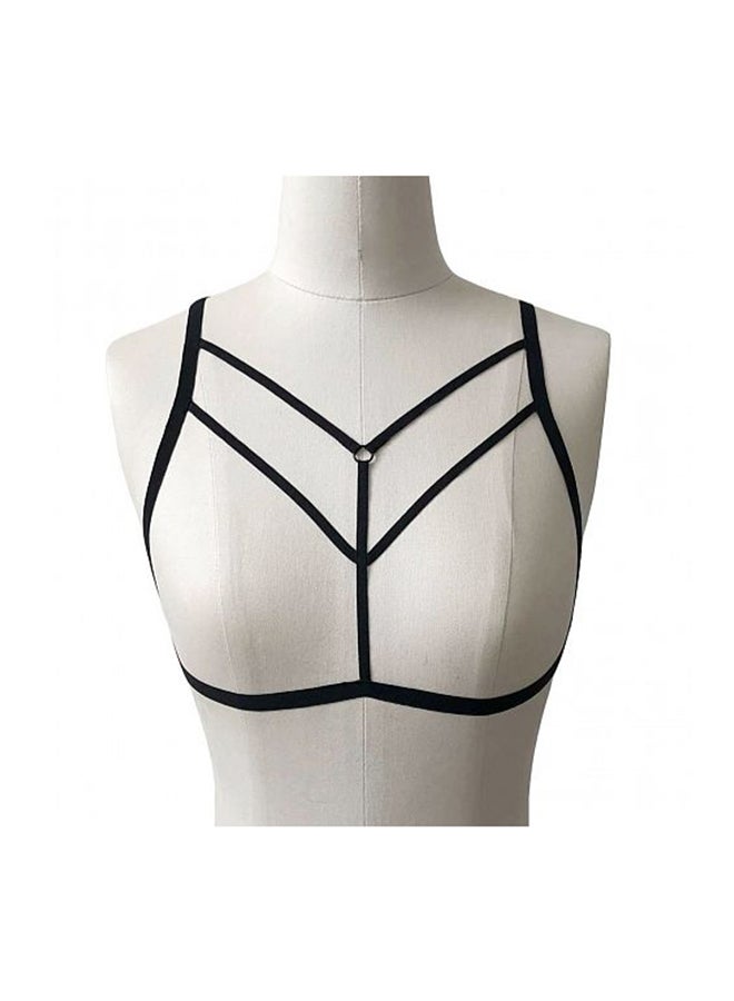 Elastic Strap Body Cage Bikini Erotic Cupless Bralette Black  - Image 3