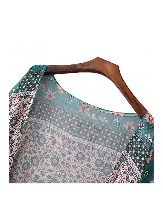 Generic - Floral Print Cardigan Boho Bikini Cover Up Beachwear Green - Image 1