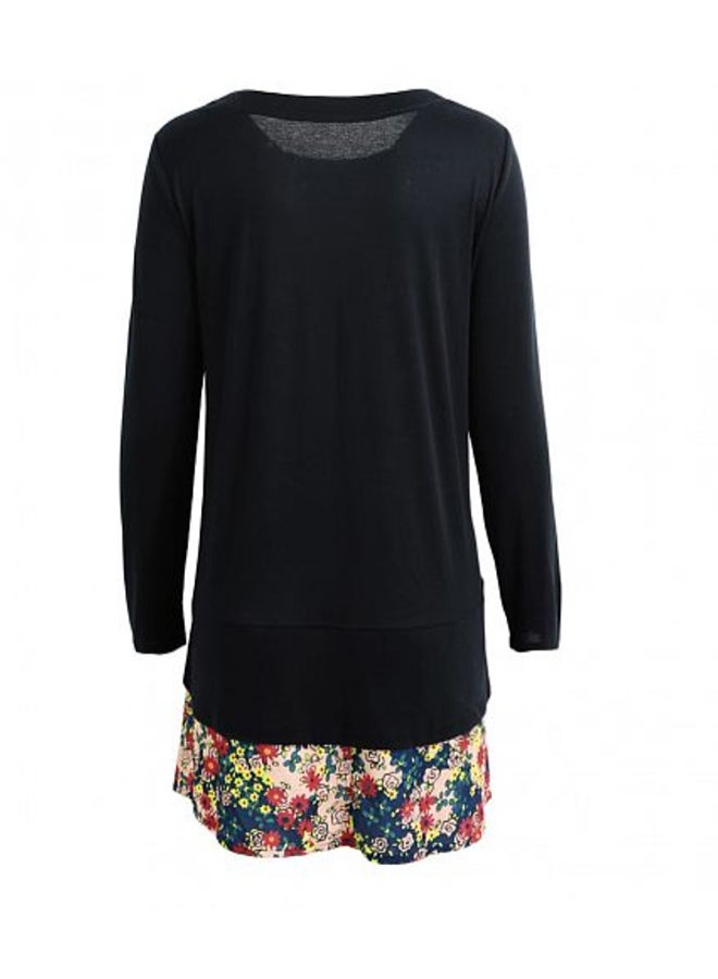 Romacci - Floral Hem Vintage Mini Dress Black - Image 1