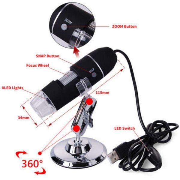 ماركة غير محددة ميكروسكوب رقمي LED بتكبير 1000مرة  - Image 5