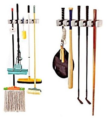 Mop And Broom Holder Wall Mount White 45x6x7.5cm 