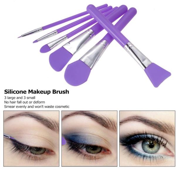 طقم فرش من السيليكون بتصميم فريد مكون من 6 قطع أرجواني / فضي - Image 5