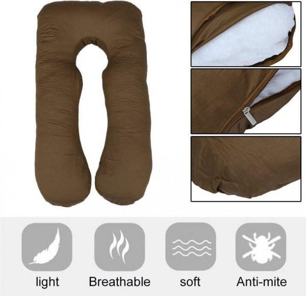 Maternity Pillow Cotton Brown 120x80cm - Image 4