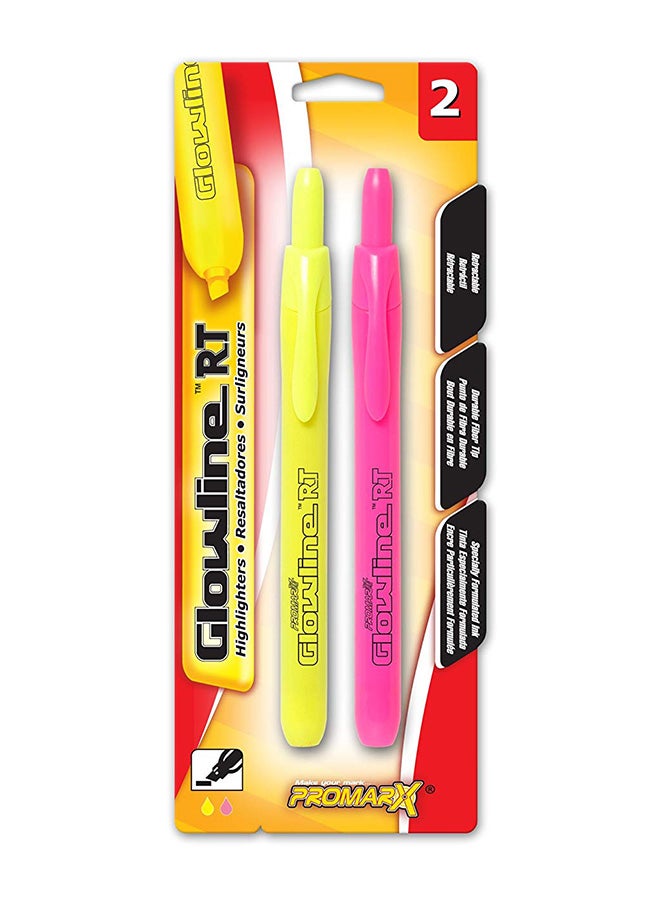 Pack Of 2 Glowline RT Retractable Highlighter Multicolour